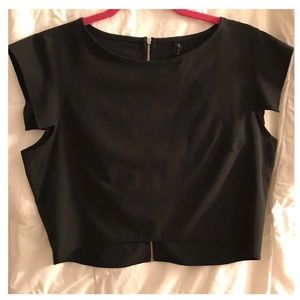 Black crop top blouse